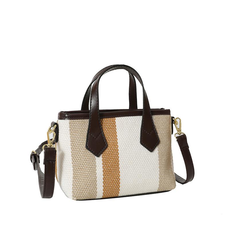 Fashion Handbag Simple Vertical Stripe Large Capacity Bag Casual Trendy Light Shoulder Messenger Bag