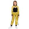 Girls Dance Clothing Set Glossy Metallic Workout Top and Pocket Pants Hip Hop Jazz Street Performance Outfit