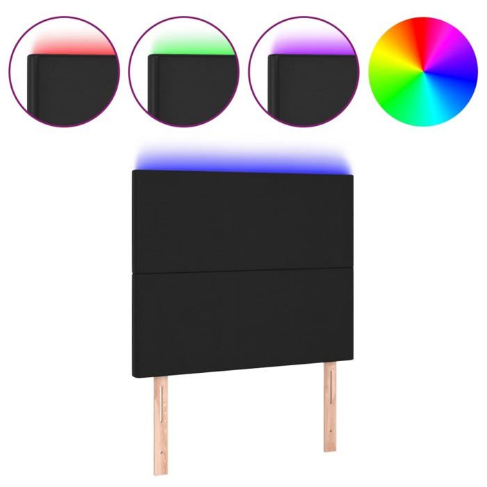 VidaXL Tête de Lit à LED Meuble de Chambre à Coucher Accessoire de Lit Simple Tête de Cadre de Lit Intérieur Noir 3122216