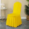 White Pleated Elastic Skirt Chair Cover for Wedding, Banquet, or Hotel Events