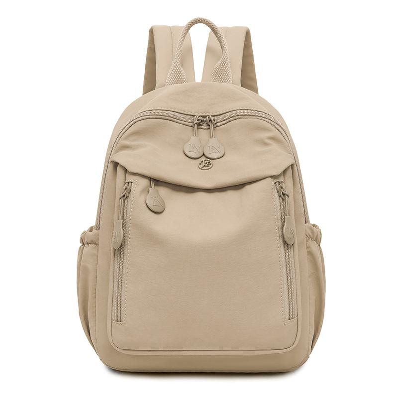 Schoolbag1011 Casual Ladies Backpack Travel Lightweight Simple Nylon School Bag Solid Color Large Capacity Travel Backpack