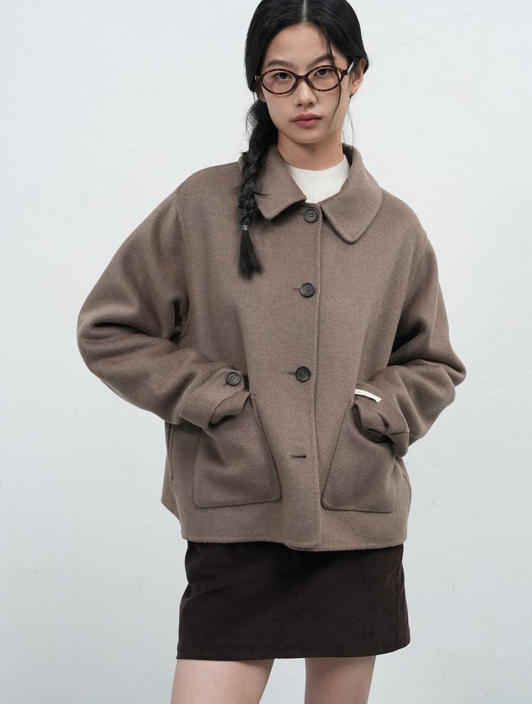 Generalidea Wool Collar Handmade Short Coat [Mocha] / Wbe3L10511