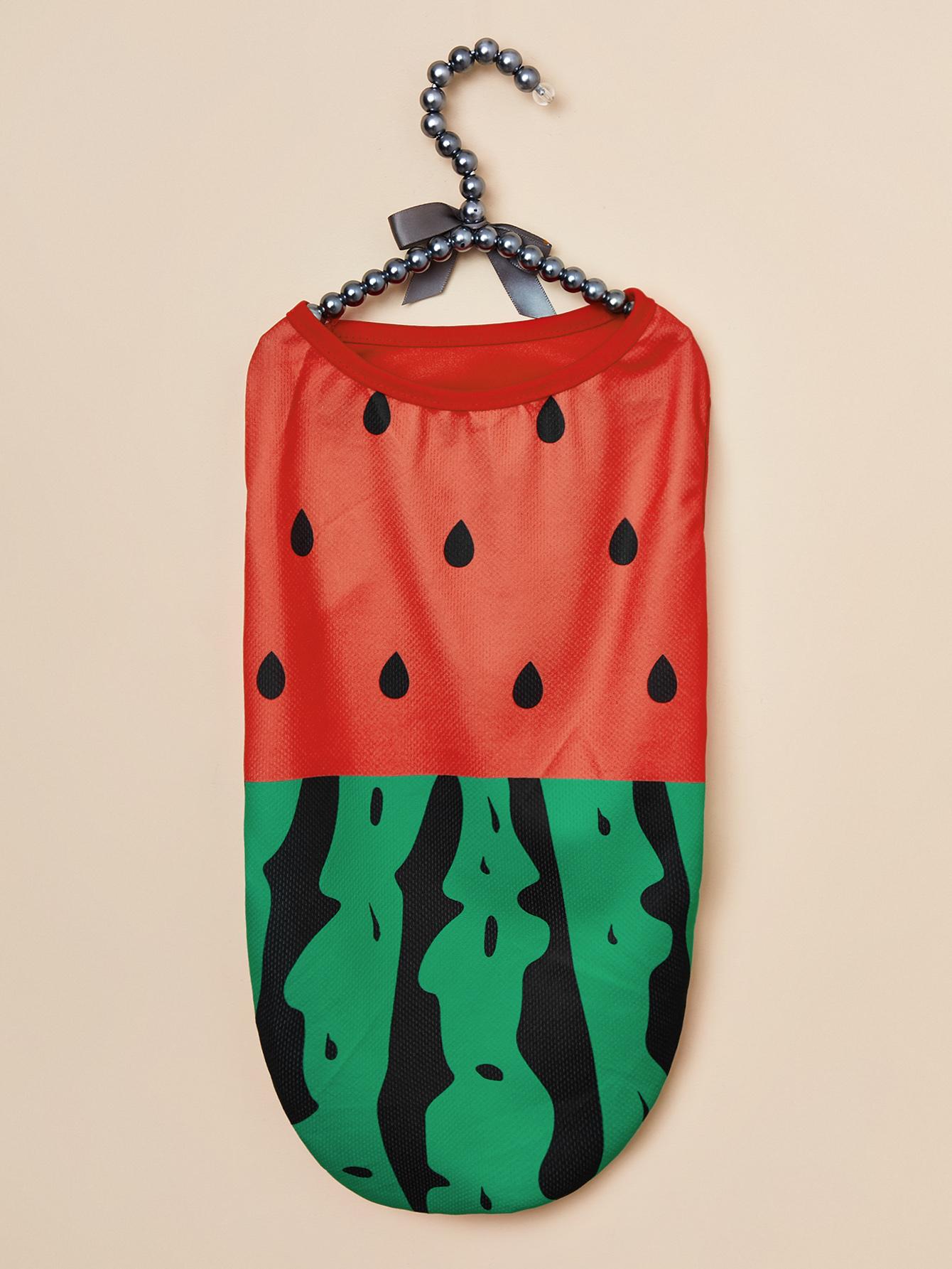 

Pet Clothes for Dog Cat Puppy Tank Top Coat Watermelon Printed Comfortable Sweatshirt Dog Outfits Apparel Cat Cloth XS（old） красный