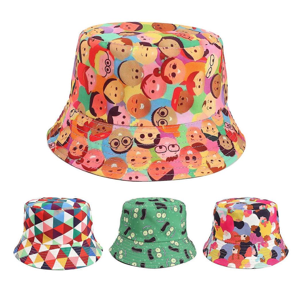 Cartoon Bucket Hat Small Pattern Fisherman Hat Double-sided Basin Hat All-match for Outdoor Running Walking Camping One