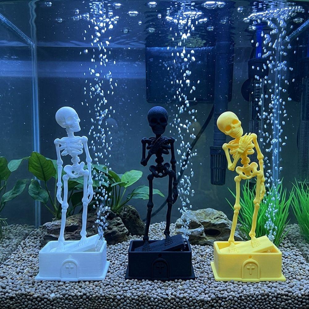 Luminous Fish Tank Dance Skull Bubbler Movable Skeleton Fish Tank Bubbler Aquatic Products
