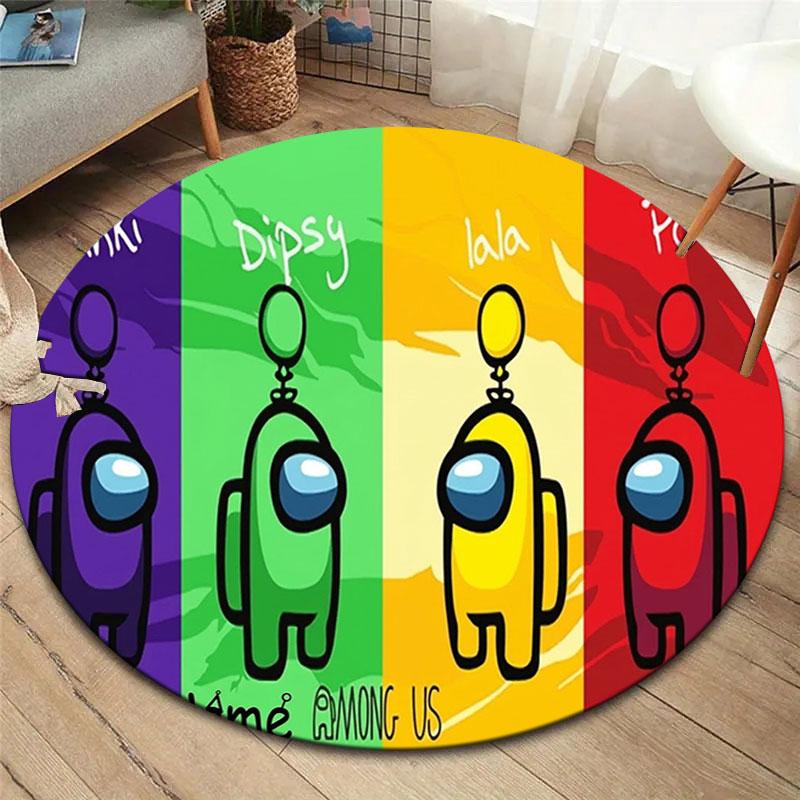 Among Us Custom Name Round Area Rug,Carpet Rug for Living Room Bedroom Sofa Playroom Decor,Non-slip Floor Mat