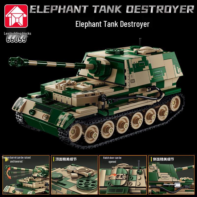 Leyi 66050-72 Leopard 2A7 Main Battle Tank Model - Advanced Military Building Blocks Toy for Boys.