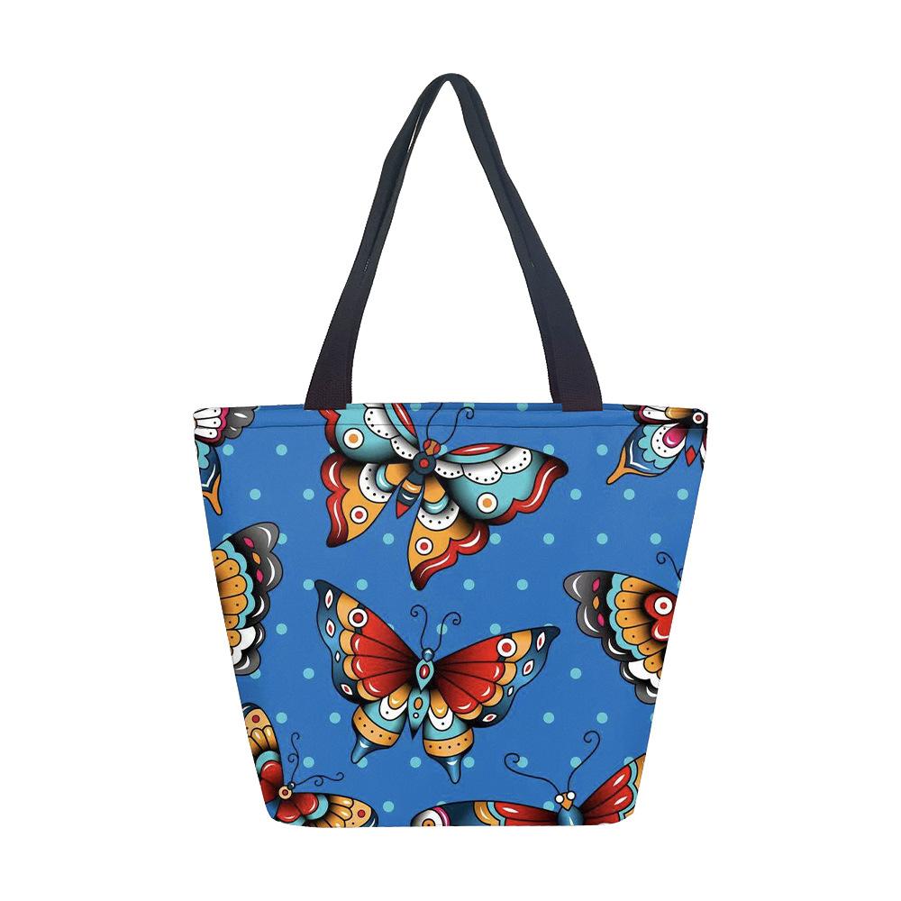 Женская сумка-тоут Butterfly, сумка через плечо, напечатанная на холсте, модная трендовая сумка-тоут большой емкости