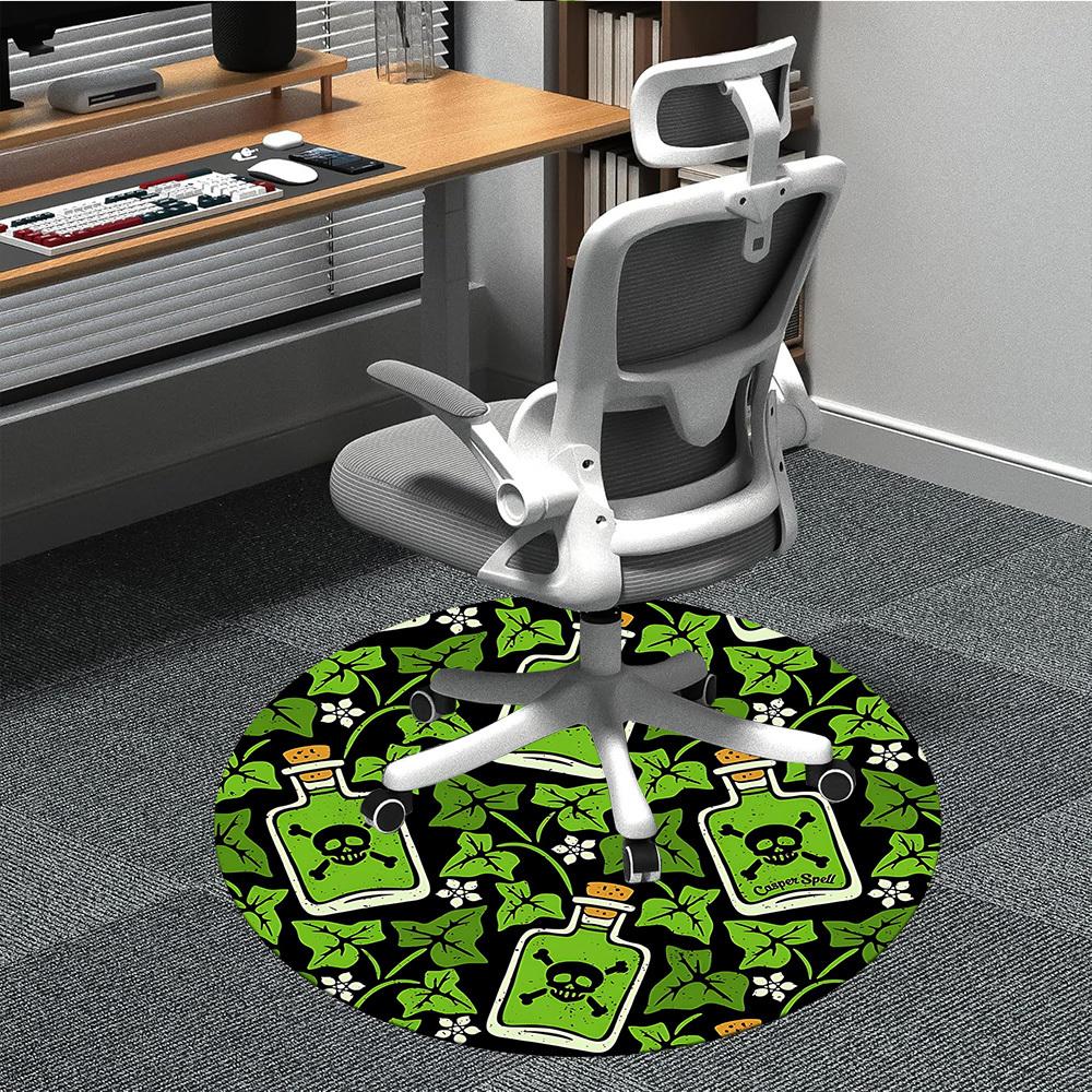 1pc Skull Poison Office Round Area Rug, Indoor Mat Suitable For Office, Under Office Chairs Bedroom Living Room Home Decor, Room Deco201