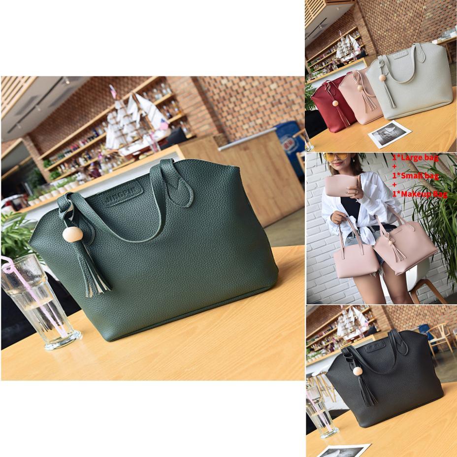 Pu Leather Handbag Set With Tassels And Adjustable Shoulder Straps For Women
