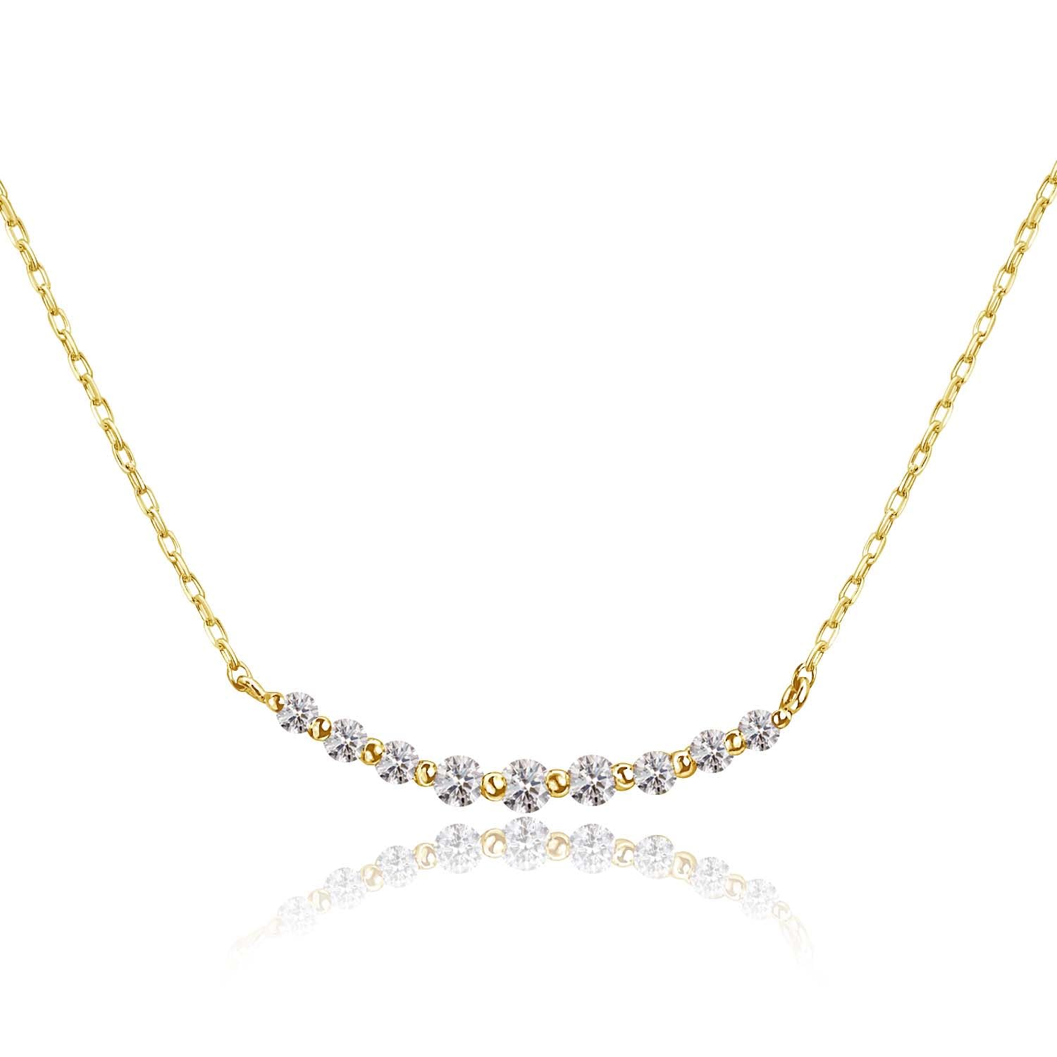 

Diamond Necklace Gold K18 18K Smile Line [Lara Christie] 0.1ct lp51-0003-yg