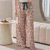 Cotton Silk Family Spring and Autumn Women's Cotton Silk Pajama Pants Wide-leg Pants Thin Artificial Cotton Can Be Worn Outside Casual Home Pants