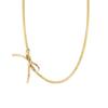 18K Gold-Plated Snake Bone Chain Necklace with Cross Bow Pendant