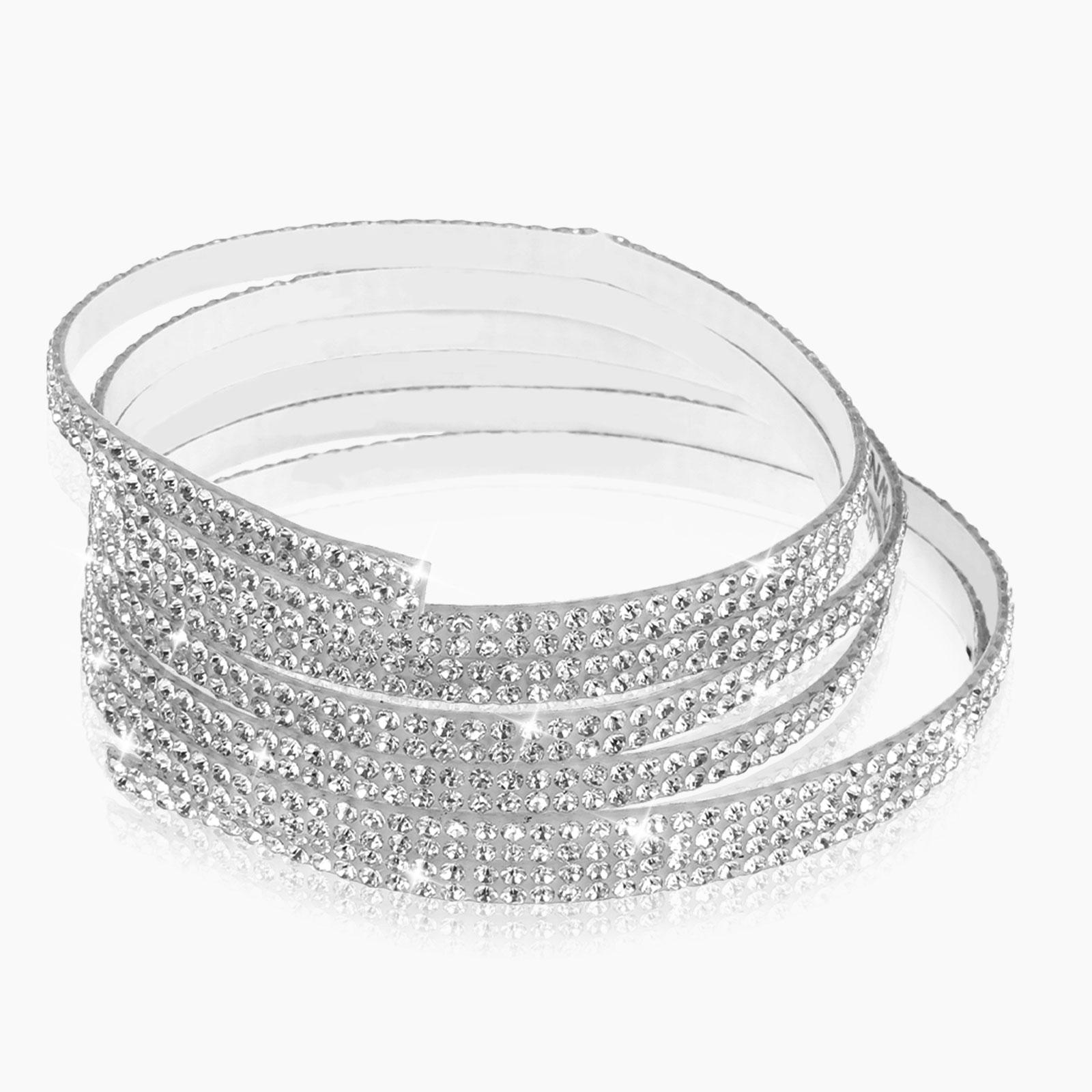 

5 рулонов блестящих полосок для отделки салона автомобиля, самоклеящиеся гибкие алмазные наклейки с 2-миллиметровыми стразами, 5-метровая полоска для декора автомобиля серебряный