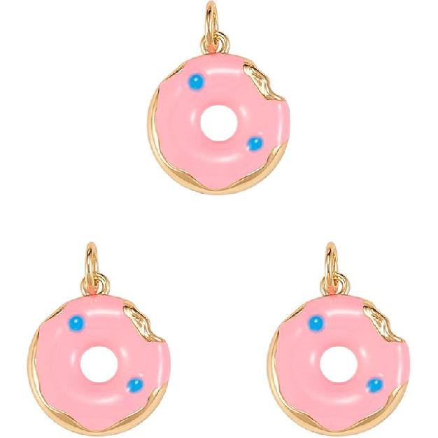 

LiQunSweet 100 Pcs Enamel Golden Mini Drink Charms Coffee Cup Charm for Jewelry Making DIY Craft Donut Enamelled Charm_15x