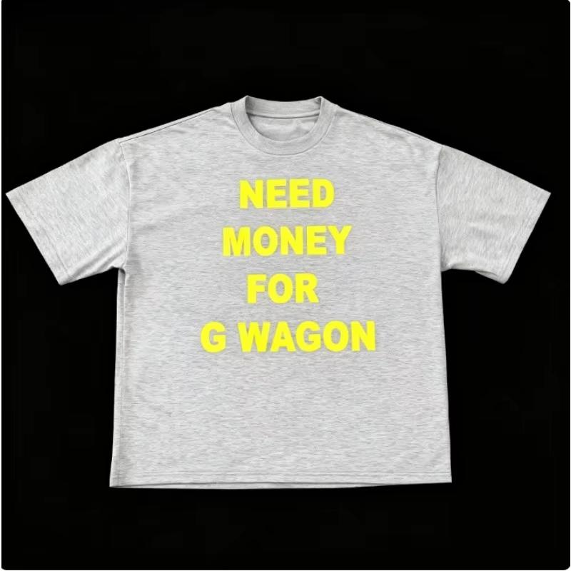 Spring And Summer New Unisexs And Unisexs Need Money For G Wagon Printed Cotton Tshirt Casual Short Sleeved Round Neck Tshirt