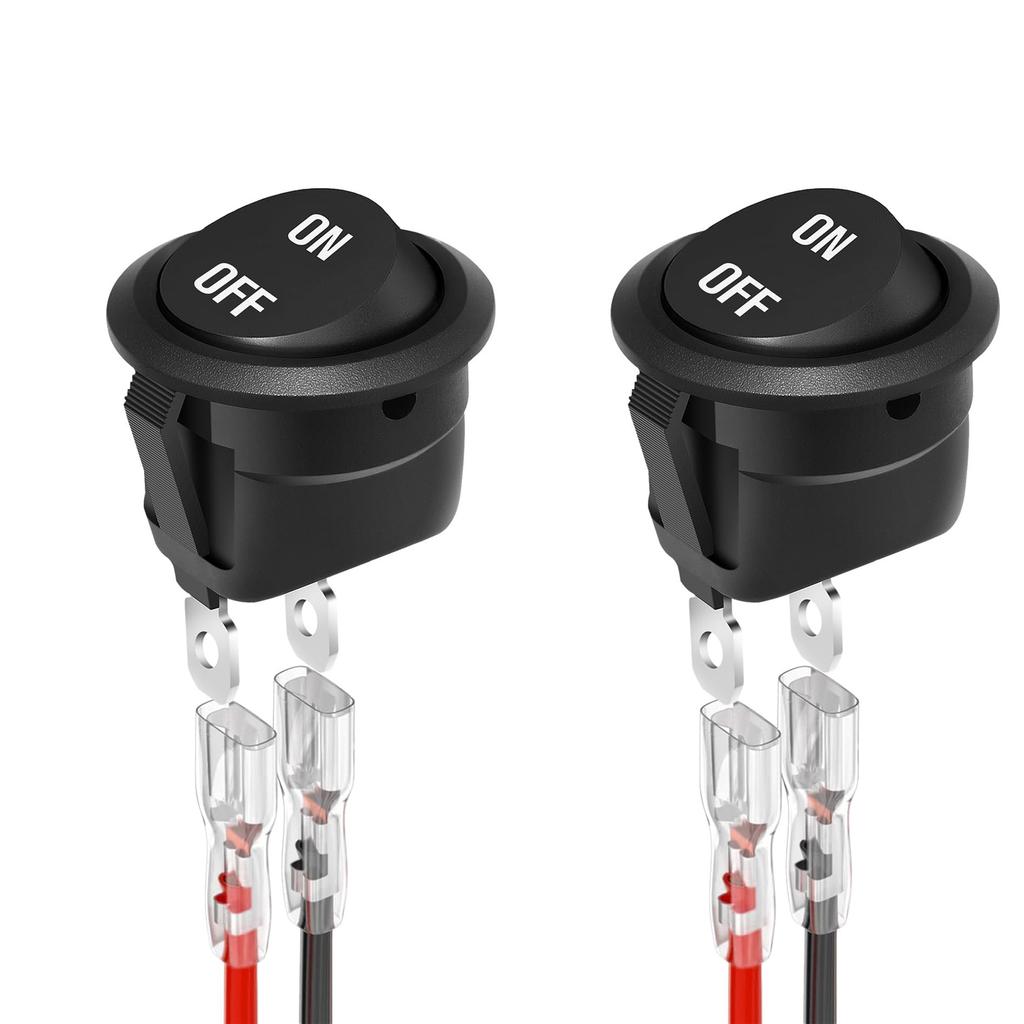 2/5/10Pcs 12V Round Rocker Switch ON/Off SPST 2Pin Toggle Switch with Wires 6A/250V 10A/125V AC for Automotive Boat etc