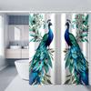 1pc Elegant Peacock Print Shower Curtain, 71x71 Inches, Polyester Fabric with Hooks, Vibrant Blue and Green Peacock Design,