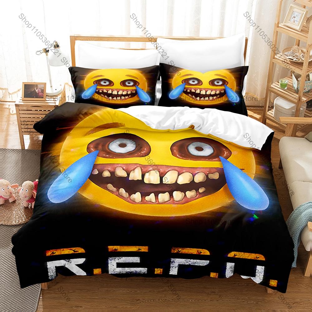 Horror Game R.E.P.O. Bedding Set Duvet Cover + 2 Pillowcases Cool Character Pattern Comfortable Bed Cover for Home