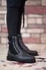 Men's Fashion Faux Leather Flat Heeled Booties Smoked Zipper Boots Shoes