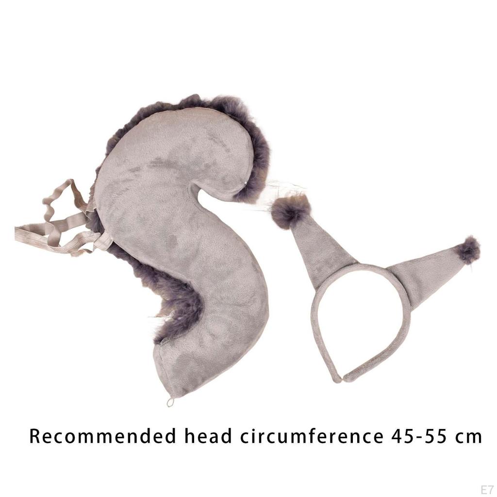 Animal Tail Costume Kit Hairband Cosplay Fancy Dress Headpiece Squirrel Ears Hair Hoop Headband for