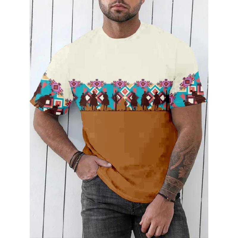 Vintage Grafikdruck Kurzarm T-Shirts Herren Frühling Sommer Lässig Kurzarm Rundhals T-Shirts Herren Mode Lockerer Pullover Top