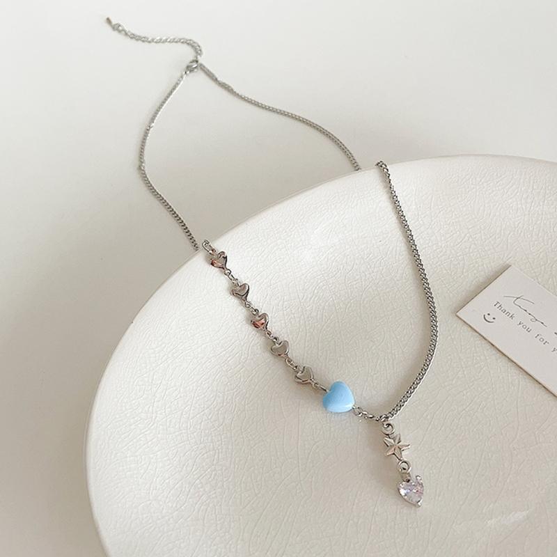 Süße Coole Zirkon Herz Anhänger Halskette Metall Herz Choker Mode Halskette Elegante Schlüsselbein Kette Y2K Schmuck