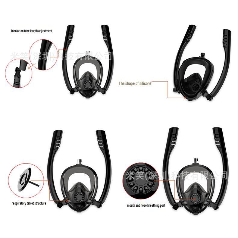 Full Dry Adult & Children's Anti-Fog Snorkeling Mask Compatible with GOPRO