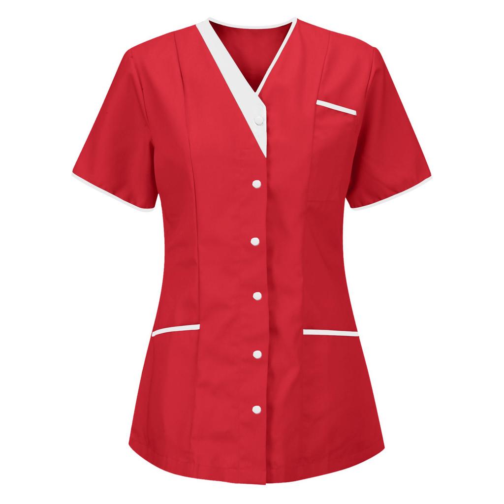 Women's Uniform Quick-drying Fabric Solid Color V-neck Short-sleeved Uniform