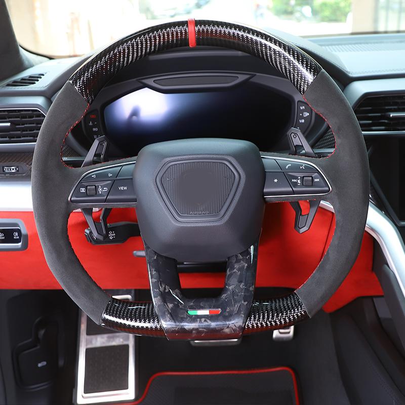 Real Carbon Fiber Car Styling Steering Wheel Decorative Frame Panel Cover Trim For Lamborghini URUS 2018-2026 Car Accessories