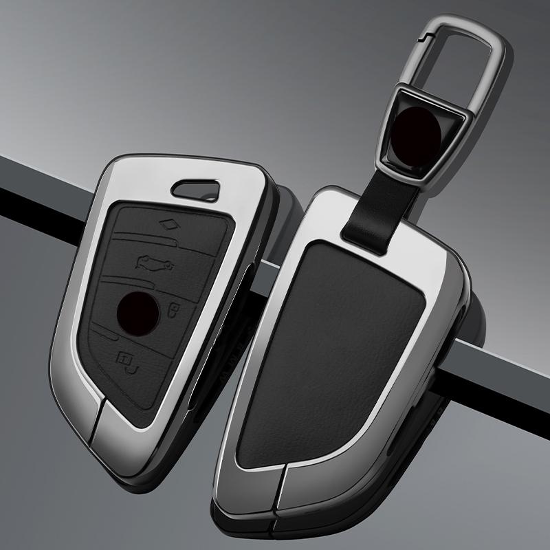 Zinc Alloy Leather Car Key Fob Case For Bmw X1 X3 X5 X6 X7 1 3 5 6 7 Series G20 G30 G11 F15 F16 G01 G02 F48 Keychain Accessories