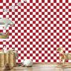Checkerboard Wallpaper Red, White and Coral for Living Room and Bedroom 50x1000