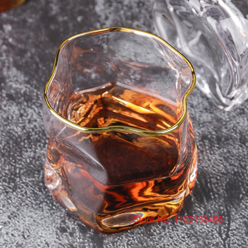 Irregular Whiskey Crystal Cup Japanese Art Glassware Wine Tasting Glasses Crumpled Whisky Tumbler Rock Cognac Snifter Beer Mug