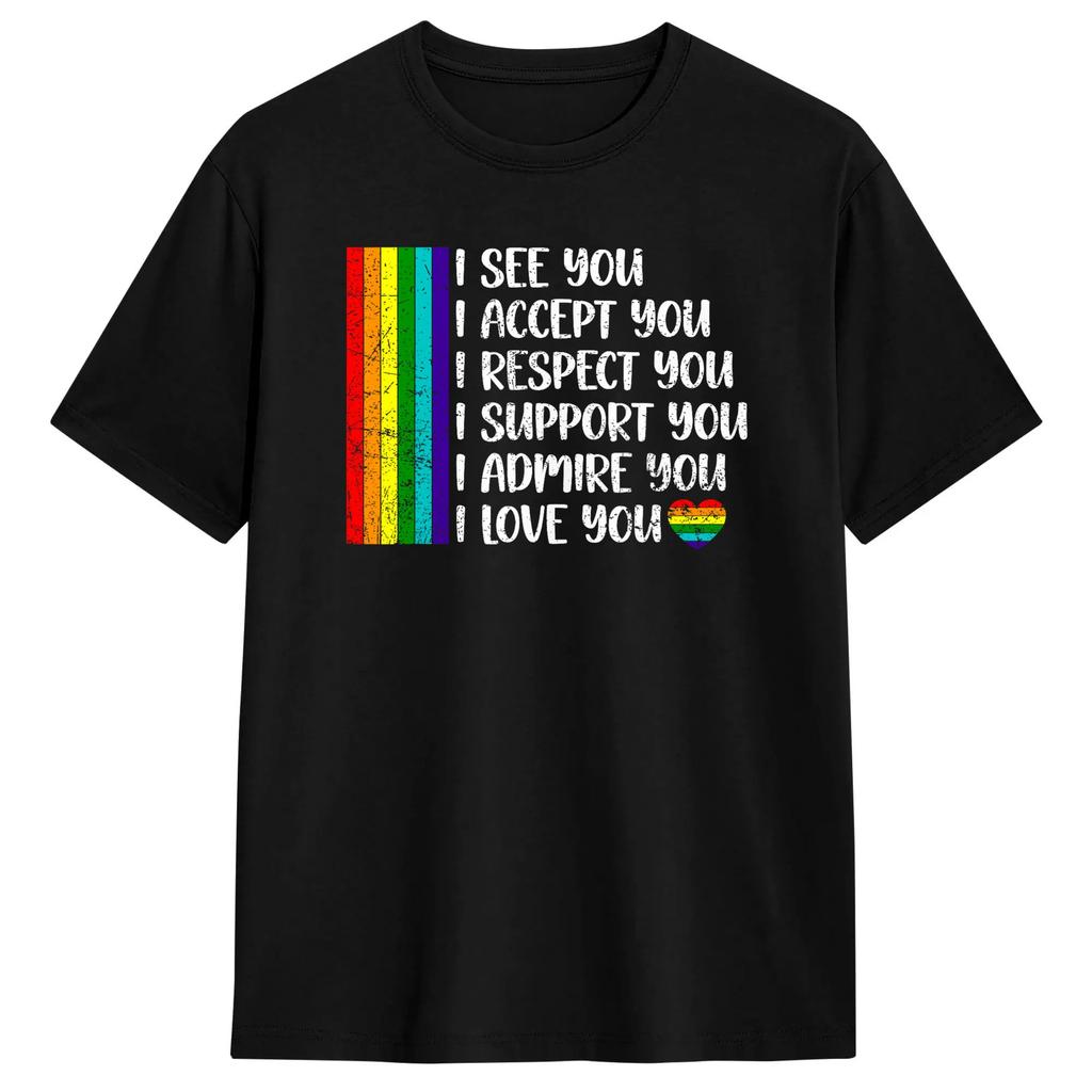 Huunisex Lgbt Flag Gay Pride Month Tshirt Unisex Awesome Tshirts Summer Crewneck Harajuku Tees Dropshipping Oversized Tops