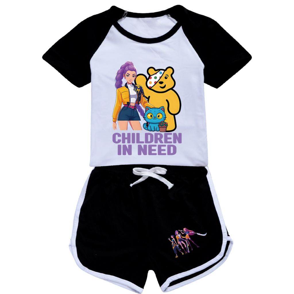 5120 Kids Girls POP Rumi Zoey Mira Print T-shirt Shorts Sport Tracksuit Clothes Set