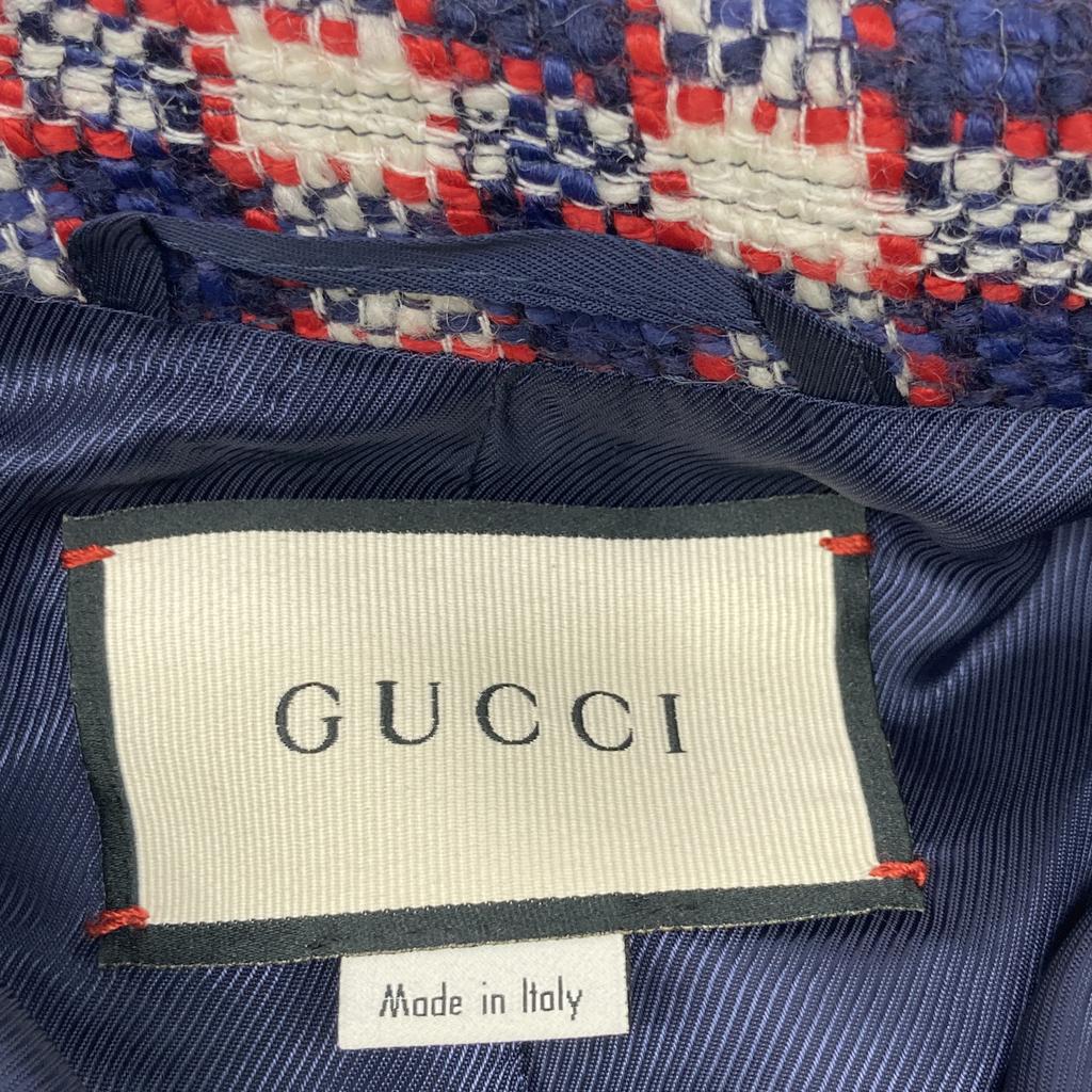 GUCCI 569132 19 years Red x Navy x White Gold Button Single Tweet Jacket Jacket 38 Red x white x navyUsed