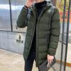 Mid-length Cotton Coat for Men, New Winter Loose Plus Size Solid Color Hooded Down Cotton Coat, Thickened Cotton Coat