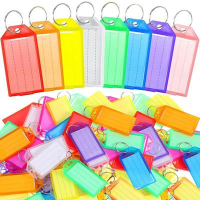 26 Étiquettes Colorées en Plastique Transparent à Rabat pour Clés, Étiquettes de Marquage Réutilisables Double Face Bricolage pour Porte-clés, ZSY