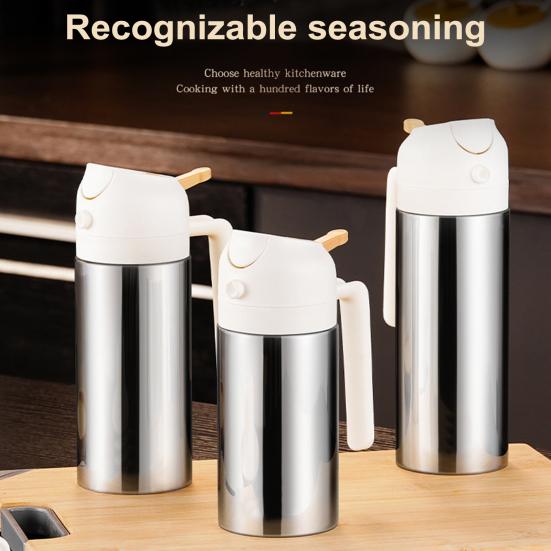 Dávkovač a rozprašovač olivového oleje 2 v 1 z nerezové oceli 360ml/430ml/500ml potravinářský olejový rozprašovač pro kuchyňské vaření, fritézu, smažení, grilování