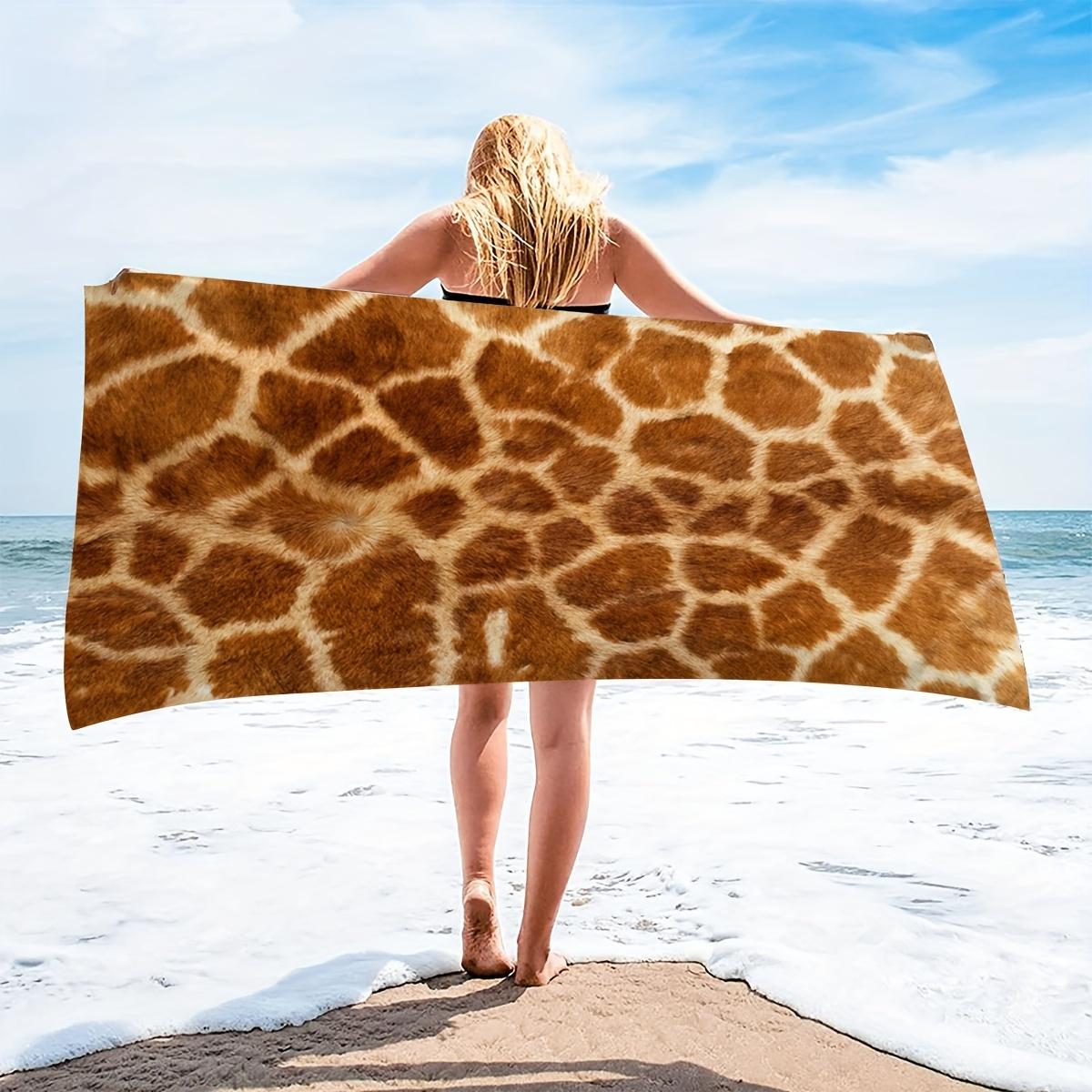 

Giraffe Print Seaside Summer Microfiber Beach Towel, Quick-Dry Bath Towel for Beach Pool Travel W40*H60(CM)