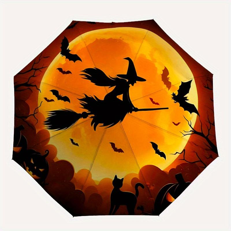

1pc Halloween Witch Automatic Open/close Umbrella, 8-Rib sturdy structure, Portable Travel Umbrella, Parties, Everyday Use, Outdoor Accessor