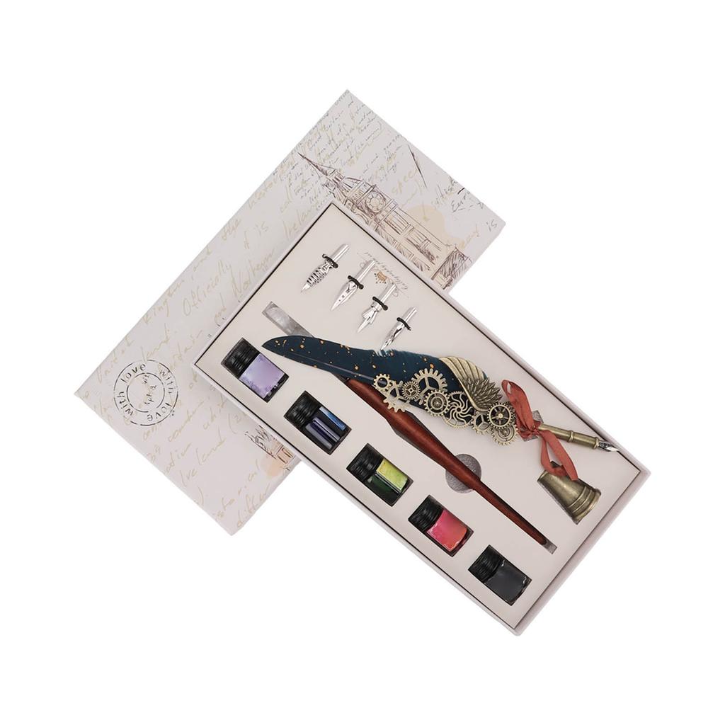Quill Pen Set Retro Elegant Vintage   Stainless Steel Nib Wear Resistant Caligraphy Pen Kit