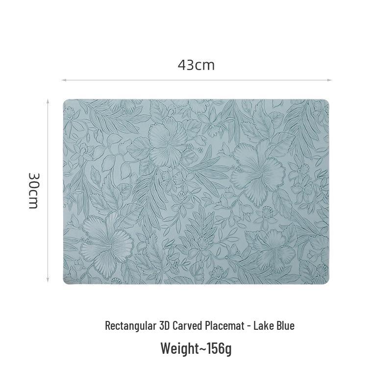 Vintage French PVC Leather Non-Slip Heat-Resistant Carved Placemat