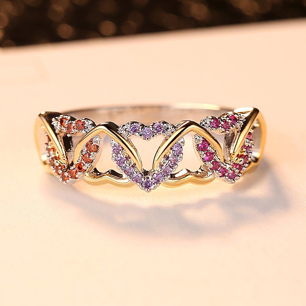 Two-Tone Heart-Shaped Zircon Ring - Women's Light Luxury Fashion Design