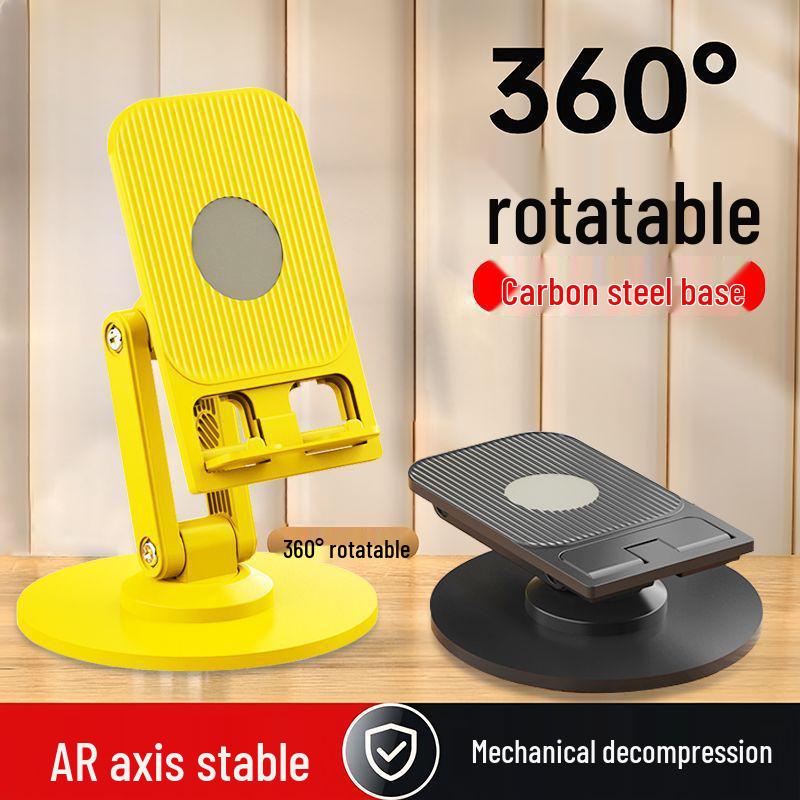 

Adjustable Metal Desktop Stand for Tablets and Phones: Rotating and Folding for Convenient Viewing Yellow Folding & Rotating