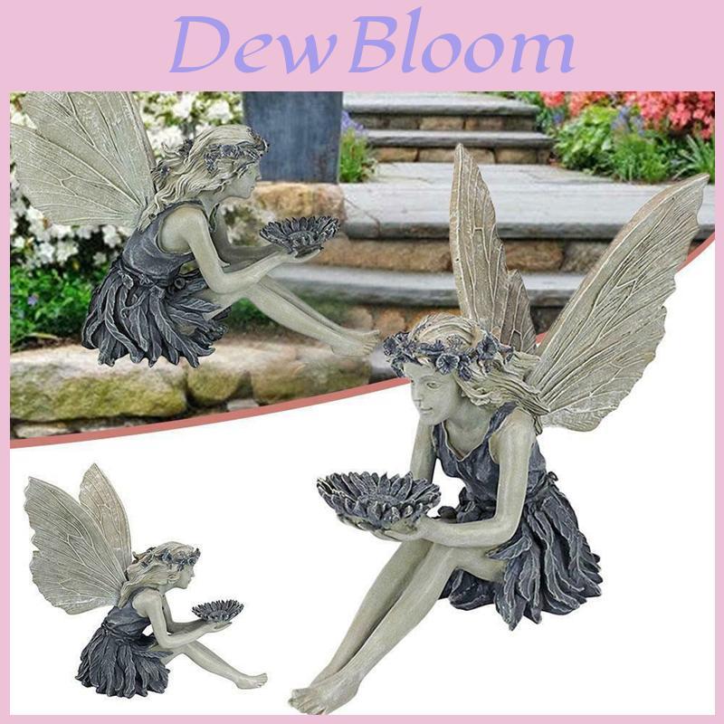 Enchanting Sitting Fairy Garden Statue Crafted From High-quality Durable Resin