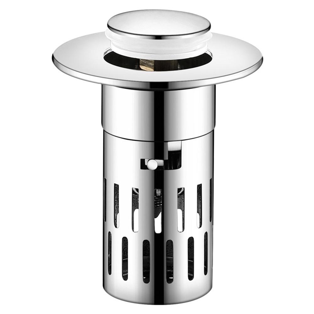Stainless Steel Bathroom Sink Drain Strainer Anti-Clogging Anti-Odor Hair Catcher with Removable Filter Basket Brass Core