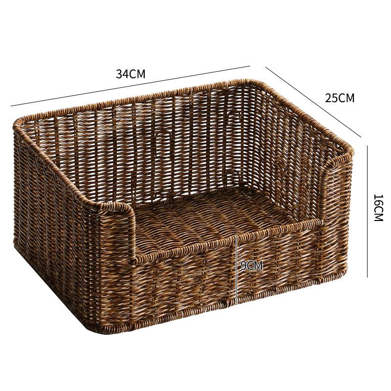 

Imitation Rattan Storage Basket, File Organizer for Books Magazines, Study Office Desk & Cabinet Shelf Decor колір темно кави