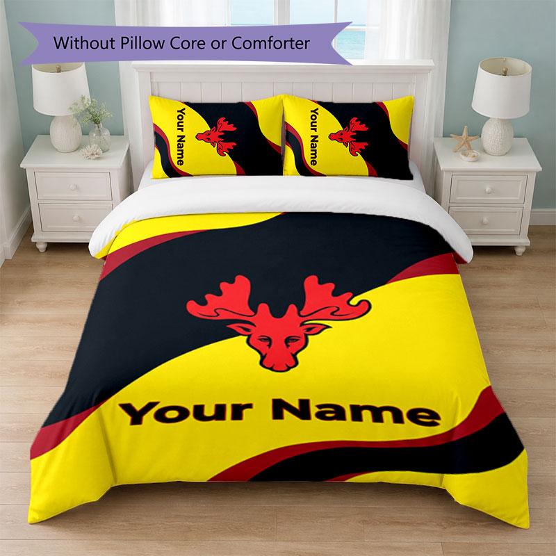 Watford FC Individuelles Namens-Text Bettwäsche-Set 1 Bettbezug+2 Kissenbezüge Fußball-Logo Personalisierte Geschenkidee für besonderen Anlass Schlafzimmerdekoration
