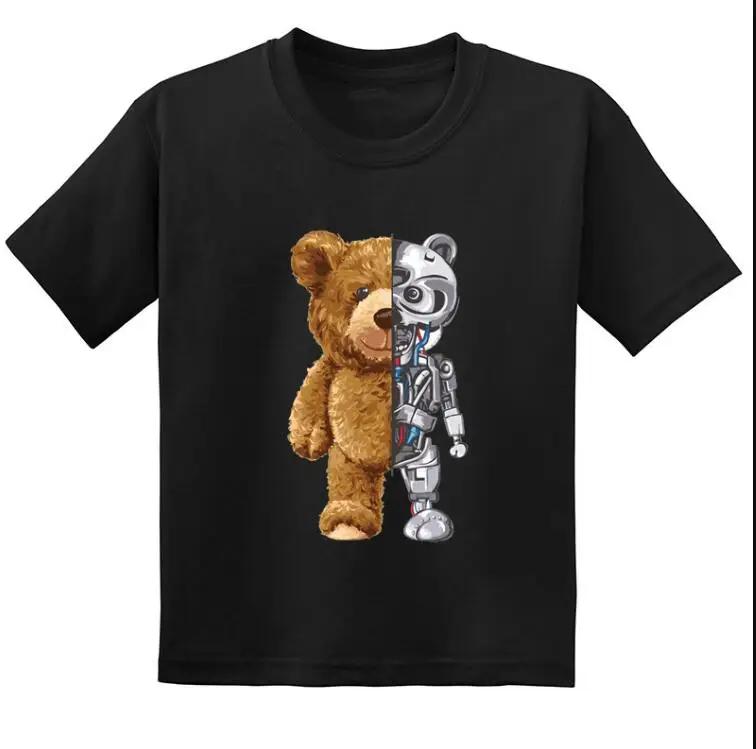 Hot Sale Teddy Bear Print  Childrens Clothing Tshirt Clothing Summer Casual Funny  Boys Baby Girls Tshirt Clothes Kids
